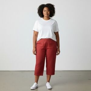 Studio 1940 Red Capri Pullon Pants Linen Blend Women's Size 22/24 Excellent Cond